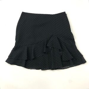 Club Monaco black Swiss dot jacquard ruffle lined mini skirt Size 4